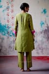 Shop_Deep Thee_Green Silk Embroidery Fleur Booti Round Zardozi High Low Kurta And Pant Set _at_Aza_Fashions