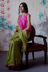 Buy_Deep Thee_Green Silk Embroidery Zardozi Split Guccha Booti And Saree With Blouse 