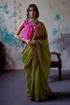 Buy_Deep Thee_Green Silk Embroidery Zardozi Split Guccha Booti And Saree With Blouse _at_Aza_Fashions