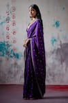 Deep Thee_Purple Silk Embroidery Zardozi V Neck Ditsy Bloom Booti Saree With Blouse _Online_at_Aza_Fashions