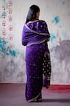 Shop_Deep Thee_Purple Silk Embroidery Zardozi V Neck Ditsy Bloom Booti Saree With Blouse _at_Aza_Fashions