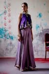 Buy_Deep Thee_Purple Chanderi Embroidery Zardozi Halter Neck Phool Crop Top With Sharara _Online_at_Aza_Fashions