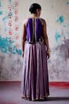 Deep Thee_Purple Chanderi Embroidery Zardozi Halter Neck Phool Crop Top With Sharara _Online_at_Aza_Fashions