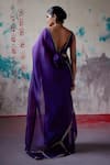 Shop_Deep Thee_Purple Organza Embroidery Phool Vine And Saree With Corset Blouse _at_Aza_Fashions