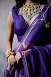 Shop_Deep Thee_Purple Silk Embroidery Zardozi Deep Blossom Vine And Saree With Blouse _Online_at_Aza_Fashions