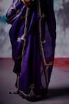 Deep Thee_Purple Silk Embroidery Zardozi Deep Blossom Vine And Saree With Blouse _at_Aza_Fashions