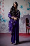 Deep Thee_Purple Silk Embroidery Zardozi Deep Blossom Vine And Saree With Blouse _Online_at_Aza_Fashions