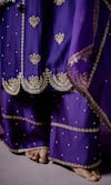 Deep Thee_Purple Chanderi Embroidered Beads U-neck Floral Panelled Kurta Pant Set _Online_at_Aza_Fashions