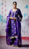 Buy_Deep Thee_Purple Chanderi Embroidered Beads U-neck Floral Panelled Kurta Pant Set _at_Aza_Fashions