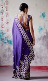 Shop_Deep Thee_Purple Dupion Silk Embroidered Beads V-neck Border Saree With Blouse _at_Aza_Fashions