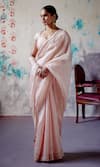 Buy_Deep Thee_Peach Organza Embroidered Zari Sweetheart Zardozi Saree With Blouse _Online_at_Aza_Fashions