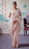 Buy_Deep Thee_Peach Organza Embroidered Zari Sweetheart Zardozi Saree With Blouse _at_Aza_Fashions