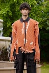 Buy_TRIUNE_Orange Cotton Braided Macrame Amargo Palm Tree Jacket _at_Aza_Fashions