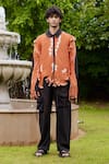 Shop_TRIUNE_Orange Cotton Braided Macrame Amargo Palm Tree Jacket _at_Aza_Fashions