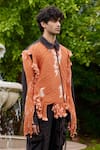 TRIUNE_Orange Cotton Braided Macrame Amargo Palm Tree Jacket _Online_at_Aza_Fashions