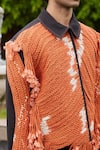 Buy_TRIUNE_Orange Cotton Braided Macrame Amargo Palm Tree Jacket _Online_at_Aza_Fashions