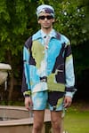 Buy_TRIUNE_Blue Cotton Printed Abstract Beach Banter Jacket _at_Aza_Fashions