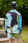 Shop_TRIUNE_Blue Cotton Printed Abstract Beach Banter Jacket _at_Aza_Fashions