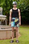 Buy_TRIUNE_Blue Cotton Printed Abstract Beach Banter Shorts _at_Aza_Fashions