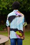 Shop_TRIUNE_Blue Lily Silk Printed Abstract Beach Banter Shirt _at_Aza_Fashions