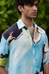 Buy_TRIUNE_Blue Lily Silk Printed Abstract Beach Banter Shirt _Online_at_Aza_Fashions