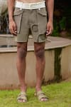 Shop_TRIUNE_Brown Cotton Macrame High Tide Plain Shorts _at_Aza_Fashions