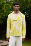 Buy_TRIUNE_Yellow Cotton Printed Tie-dye Pam Desert Jacket _at_Aza_Fashions