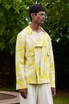 TRIUNE_Yellow Cotton Printed Tie-dye Pam Desert Jacket _Online_at_Aza_Fashions