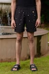 Shop_TRIUNE_Black Cotton Embellished Metal Studs Sea Stone Shorts _at_Aza_Fashions