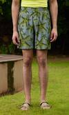 Shop_TRIUNE_Green Lily Silk Star Fish Shorts _at_Aza_Fashions