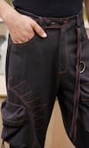 Buy_TRIUNE_Black Cotton Threadwork Sun In Moon Cargo Pant _Online_at_Aza_Fashions