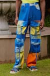 Shop_TRIUNE_Blue Cotton Ombre Sunset Cargo Pant _at_Aza_Fashions