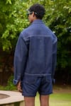 Shop_TRIUNE_Blue Denim Patchwork Tongan Island Jacket _at_Aza_Fashions