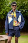 Buy_TRIUNE_Blue Denim Patchwork Tongan Island Jacket _Online_at_Aza_Fashions