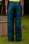 Shop_TRIUNE_Green Tencel Satin Abstract Triune Beach Club Pattern Pant _at_Aza_Fashions