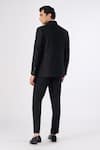 Shop_S&N by Shantnu Nikhil_Black Poly-spandex Suiting Woven Textured Faux Leather Bandhgala _at_Aza_Fashions