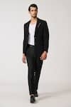 Buy_S&N by Shantnu Nikhil_Black Delta Crepe Embroidered Monogram Placement Jacket _at_Aza_Fashions