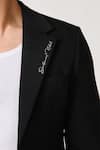 S&N by Shantnu Nikhil_Black Delta Crepe Embroidered Monogram Placement Jacket _Online_at_Aza_Fashions