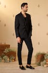 Buy_S&N by Shantnu Nikhil_Black Rayon Blend Woven Heavy Twill Plain Jacket _Online_at_Aza_Fashions