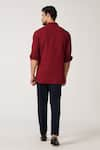 Shop_S&N by Shantnu Nikhil_Red Terylene Aadmas Tape Pattern Placket Short Kurta _at_Aza_Fashions