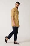 Buy_S&N by Shantnu Nikhil_Beige Poly Blend Tape Patch Pocket Short Kurta _Online_at_Aza_Fashions