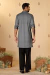 Shop_S&N by Shantnu Nikhil_Black Crepe Jersey Embellished Adamas Butti Print Kurta _at_Aza_Fashions