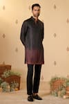 Buy_S&N by Shantnu Nikhil_Black Silk Twill Embellished Adamas Ombre Print Kurta _Online_at_Aza_Fashions