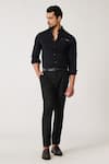 Buy_S&N by Shantnu Nikhil_Black Poly Blend Embellished Crest Colour Block Patchwork Shirt _at_Aza_Fashions