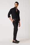 Shop_S&N by Shantnu Nikhil_Black Poly Blend Embellished Crest Colour Block Patchwork Shirt _Online_at_Aza_Fashions