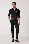 Buy_S&N by Shantnu Nikhil_Black Terylene Embellished Crest Shirt _at_Aza_Fashions