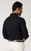 Shop_S&N by Shantnu Nikhil_Black Poly Blend Embellished Piping Contrast Placket Shirt _at_Aza_Fashions