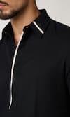 S&N by Shantnu Nikhil_Black Poly Blend Embellished Piping Contrast Placket Shirt _Online_at_Aza_Fashions