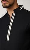 S&N by Shantnu Nikhil_Black Poly Blend Tape Striped Placket Shirt _Online_at_Aza_Fashions