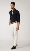 Buy_S&N by Shantnu Nikhil_Black Poly Blend Tape Striped Placket Shirt _Online_at_Aza_Fashions